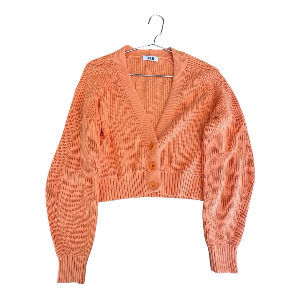 Revolve 525 America Crop 100% Cotton Cardigan Sweater Orange Size M (measured)